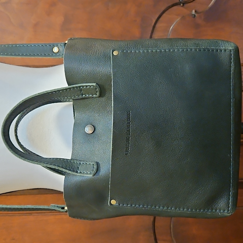 Portland Leather Goods Purse PLG OG Forest Green Mini Snap Crossbody Or Handheld - Picture 2 of 13